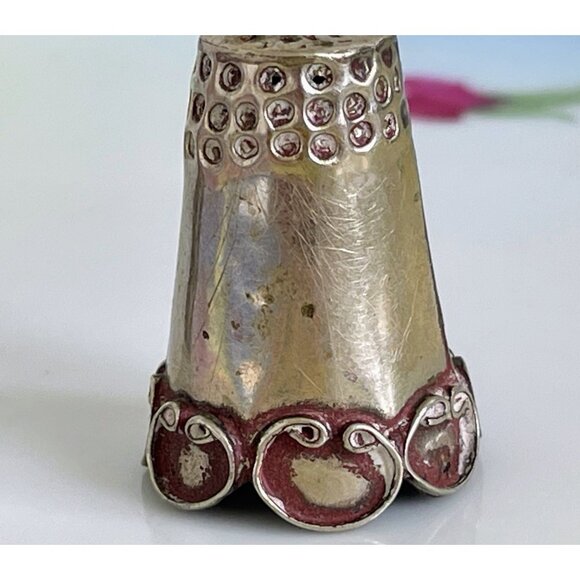 Vintage lot 2 Thimbles Ornate Taxco Mexico Sterling Alpaca silver - Picture 9 of 15
